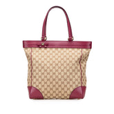 グッチ GGキャンバス リボン トートバッグ 257062 ベージュ ワインレッド キャンバス レザー レディース GUCCI 【中古】